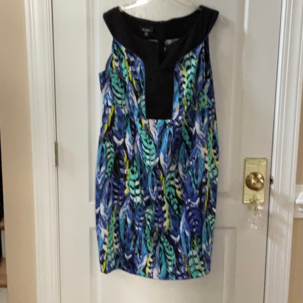 AGB Multicolor Feather Pattern Dress
